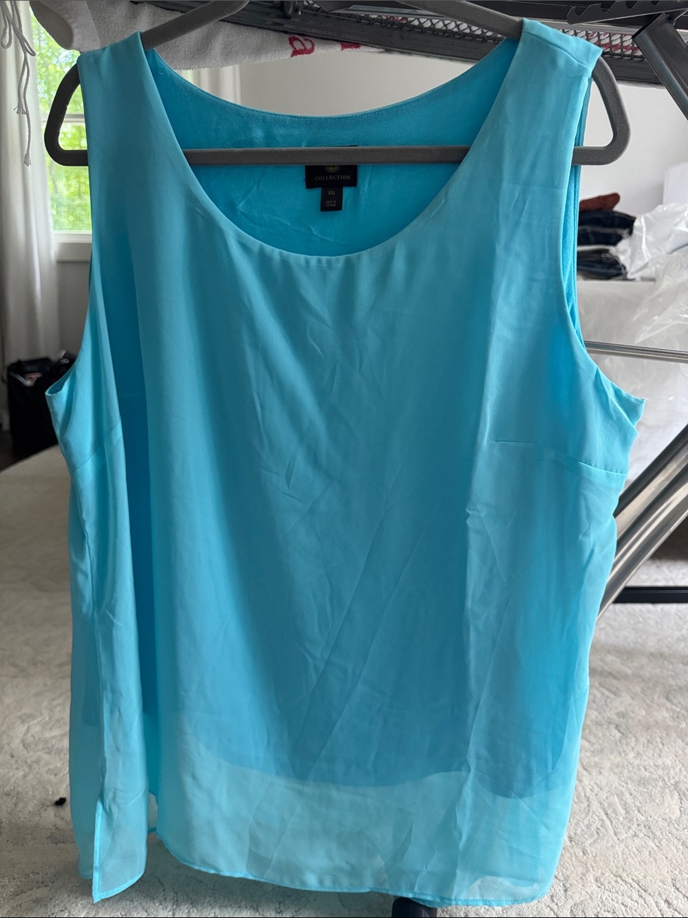 JM Collection Aqua Sleeveless Layered Chiffon Camisole